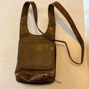 Nino Bossi Brown Leather Crossbody Organizer Purse Zip Around Small Bag